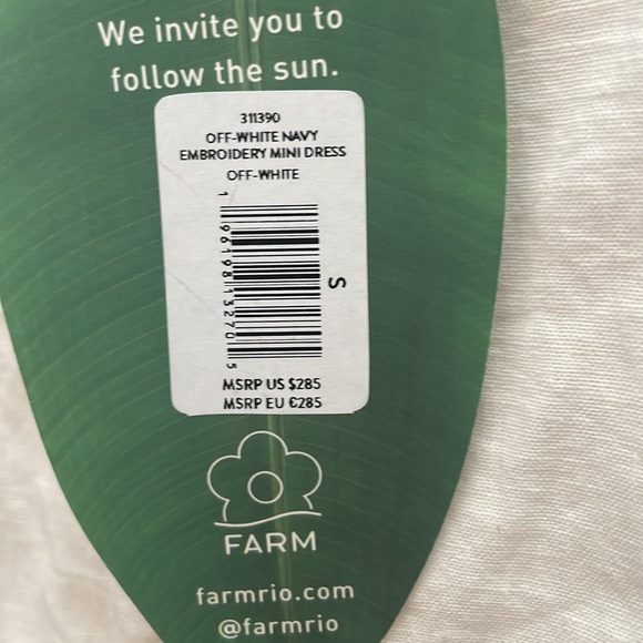 FARM Rio Off-White Embroidery Mini Dress. Size small. - Picture 3 of 4